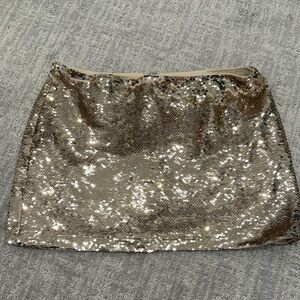 Forever 21 Glittering Champagne Mini Skirt